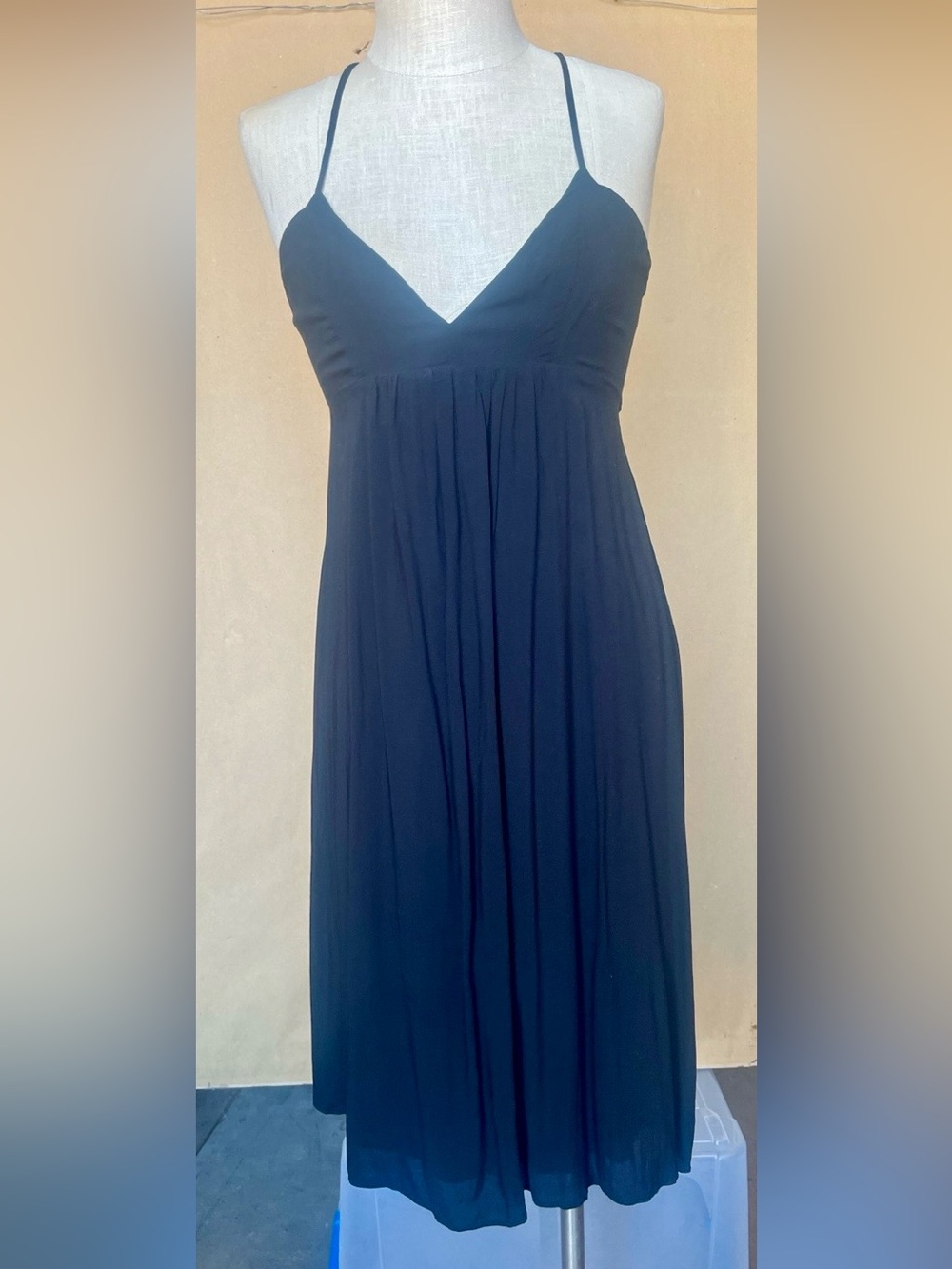 Aritzia Talula Navy V-Neck Maxi Dress